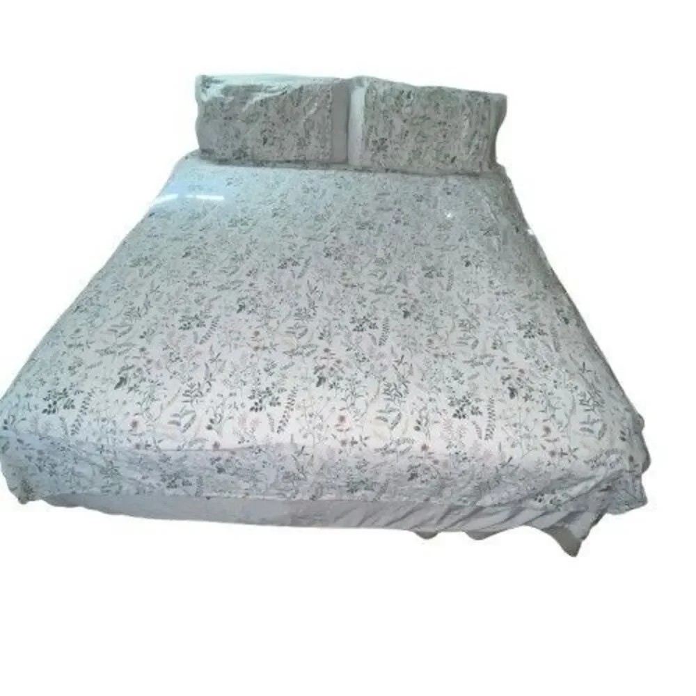 IKEA TIMJANSMOTT Duvet Cover Full/Queen + Shams 218X218 White Floral Botanicals